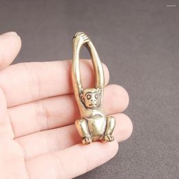 Decorative Figurines Chinese Style Brass Proboscis Monkey Gold Decor Gibbon Sculpture Vintage Decoration