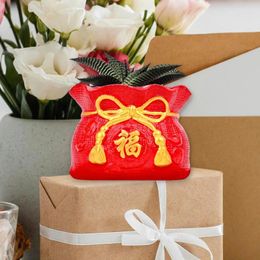 Vases Ceramic Purse Bag Statue Flower Pot Chinese Year Traditional Feng Shui Ornament For Decorating Entrance TV Cabinet