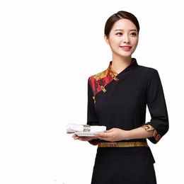 dining Waiter Workwear Lg Sleeve Autumn and Winter Hotel Tea House Restaurant Hot Pot Restaurant Chinese Style Workwear Men an V6qE#