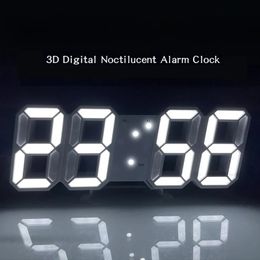 Orologio digitale a LED 3D da parete Deco Modalità notturna luminosa Orologio da tavolo elettronico regolabile Orologio da parete Decorazione Orologio a LED per soggiorno