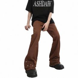 2023 Y2K Streetwear Vintage Brown Baggy Flared Jeans Pants Men Clothing New Fi Straight Women Lg Trousers Pantal Homme e2vI#