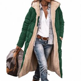 women Faux Sherpa Lining Lg Coat Stylish Women's Winter Coat Hooded Lg Sleeve Outwear with Fleece Lining Zipper Placket w1ou#