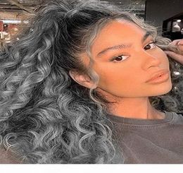 African american Silver Grey Hair Afro Puff Kinky Curly ponytails human extension natural curly updos salt pepper gray pony tail h5925275