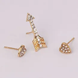 Stud Earrings 3pcs/set Fashion Crystal Arrow Love Heart For Women Cute Sweet Trendy Small Vintage Statement Jewelry