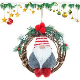 Decorative Flowers Gnome Christmas Wreath Decorations Gnomes Window Wreaths For Front Door Wall Fireplace Farmhouse
