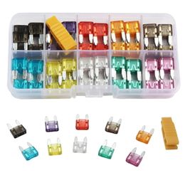 50Pcs Profile Small Size Blade Car Fuse Assortment Set for Auto Car Truck 2/3/5/7.5/10/15/20/25/30/35A Fuse with Plastic Box