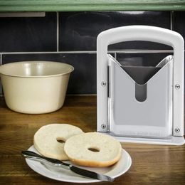 Baking Tools Bagel Guillotine Slicer With Safety Handle Toast Bread Stainless Steel Multifunctional Kitchen Bakery Accessories