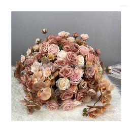 Decorative Flowers Wedding Supplier Centerpiece Lead Road Artificial For Stand Silk Flower Ball