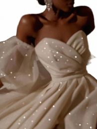 white/ivory Split Wedding Dres Luxury Shiny Sequins Vestidos De Novia Women Elegant Off The Shoulder Lg Wedding Gowns 2023 D07z#