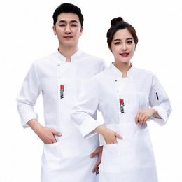 uniform Lg Sleeve Men's Hotel Chef Catering Work Clothes Hot Pot Waiter Workwear Restaurant Canteen Kitchen Su 9369#