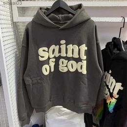 Men's Hoodies Sweatshirts Retro CPFM Saint God Hoodie Mens Puff Print Saint Michael Sweatshirt Large Zipper HoodieL2403