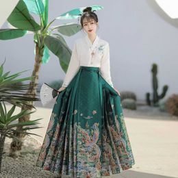 Hanfu (qianmo Qianshang) Ming Made Horse Face Skirt Womens Woven Gold Makeup Flower Spring and Summer Small Stature Commuting Style Looks Slim