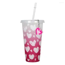 Mugs Changing Colour Cups Cold With Lids And Straws Large Tumbler Coffee Mug Keychain Reusable Ice