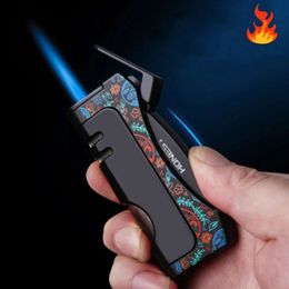 New Turbo Windproof Direct Charge High Fire Metal Torch Portable Kitchen Outdoor Barbecue Camp Cigar Knife Lighter Tool Men Gift