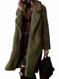 plus Size Women's Fuzzy Fleece Lapel Open Frt Lg Cardigan Coat Outwear r8vz#