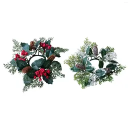 Decorative Flowers Pillar Candle Rings Wreath Flower Arrangement Artificial