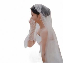 hot Sale White Fingertip Bridal Veils Appliqued Lace Edge Lg Cheap1 Metre Two Layer Real Photos Wedding Accories 27Xk#