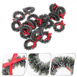 Decorative Flowers 20 Pcs Christmas Wreath Outdoor Decorations Mini House Ornament Miniature Green Garland Hanging Iron