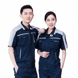 unisex Summer Workshop Short Sleeves Workplace Work Clothes Overalls Worker Clothing Workwear Uniform Can Be Customised Logo Q4cB#