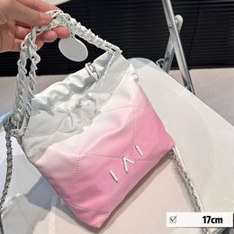19/35cm Ladies Designer Gradient Pink Garbage Bag White Coins Charm Letters Hardware Matelasse Chain Travel Shoulder Cross Body Handbag Lovely Shopping Wallet