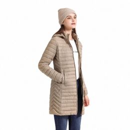 santelon Women Lg Warm Parka Coat With Hood Female Winter Outdoor Padded Cott Clothes Ultralight Portable Outwear With Bag 70xm#