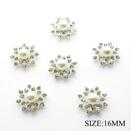 Components 16mm 100Pcs Mini Metal Pearl Diamond Decoration Diy Jewellery Accessorie Silver for Clothing Snap Flat Back Wedding Hair Tie Decor