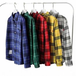 men's Lapel Casual Plaid Casual Lg Sleeve Shirt Solid Colour High Quality Busin Social Shirts For Men Fi Blouse P18G#