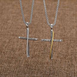 925 Sterling Silver Necklace Pendant Necklaces Design Punk Zircon Cross Fashion Men Women Jewellery Anniversary Valentine Day Gift 5261m