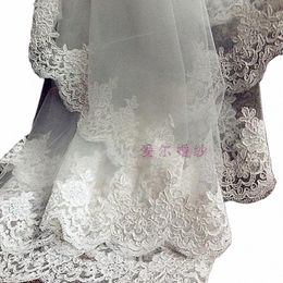 white ivory Wedding Accories Lace 3M Cathedral Length White Bride Veil Lace Mantilla i4MI#