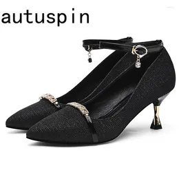 Dress Shoes AUTUSPIN 6.5cm Women High Heels Pumps Fashion Pointed Toe Elegant Sexy Wedding Banquet Crystal Decoration Female