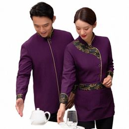 waiter Workwear Lg Sleeve Autumn and Winter Clothes Women's Chinese Hotel Catering Hot Pot Restaurant Tea House Staff Uniform Z0dj#