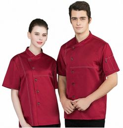 chef Uniform Costume Breathable Food Service Tops Western Hotel Restaurant Coffee Shop Kitchen Chef Jacket Summer Work Clothes m131#