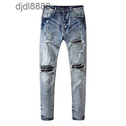 Men's designer pants amira mens jeans with holes washed beggars worn slim fit casual and versatile fashion