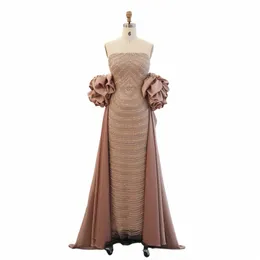 shar Said Luxury Arabic Dusty Rose Evening Dres with Cape Dubai Elegant Strapl Midi Women Wedding Party Gowns 2024 SS492 14JU#