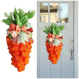 Decorative Flowers 1PCS Hanging Easter Carrot Wreath Pendant Ornament Front Door Decor Creative For Outdoor Home 2024