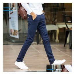 Mens Pants Men Slim Fit Black Red Pantalon Hombre Straight Casual Summer Cotton Chinos Male Trousers Office Drop Delivery Apparel Clot Dhbte