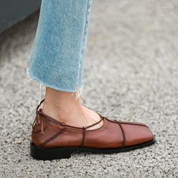 Casual Shoes Women Flat Genuine Leather Basic Slip-On Comfort Loafers Walk Vintage Flats Spring Retro