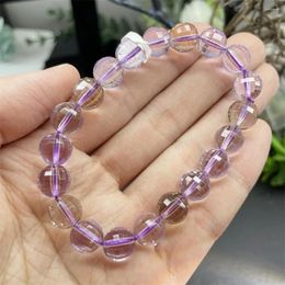 Strand 9.7MM Natural Purple Yellow Ametrine Faceted Bracelet Reiki Healing Fashion Jewelry Gift Party Girl Birthday Present