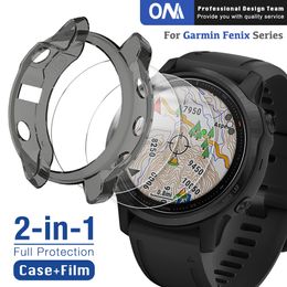 2-in-1 Protective Case + Screen Protector for Garmin Fenix 7 7S 7X 6 6S 6X Pro 5 5S Smart Watch Silicone Cover & Tempered Glass