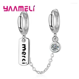 Dangle Earrings Creative 925 Silver Needle Double Small Hoop Ear Holes Piercing Chain Rhinestone For Women Simple Jewelry Accessories