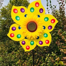 Garden Decorations 1PC Sunflower Windmill Pinwheel Colorful Wind Spinner Stake For Lawn Camping Picnic Decor Home Yard Decoration