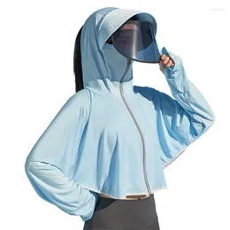 Women's Jackets Ice Silk Sunscreen Clothing Wholesale Long Sleeved Shirts Anti UV Big Brim Hooded Summer Thin Cycling Shawl YC247