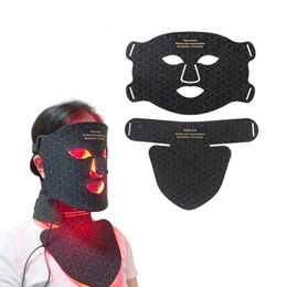 Beauty silicone facial mask LED redblueyellowinfrared pon rejuvenation for faceneck led neck 240318