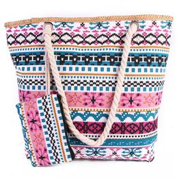 2024 hot colorful ethnic style beach bags women high qulity portable traval outdoor handbag shopping casual tote bags