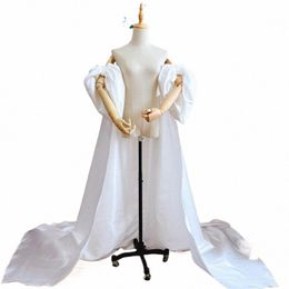 wedding Dr Lg Jacket Short Puffy Sleeves With Beads Bridal Cape A Line Bride Dr Floor Length Court Train 52pp#