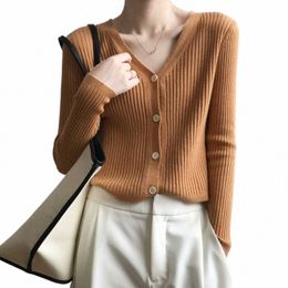 butt Fi Single Breasted Cardigan Purple Women Casual Knitted Ropa Mujer Lg Sleeve Korean Ribbed Vintage Aesthetic Top y9L7#