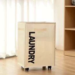 Folding Yoga Mat Storage Box Fabric Laundry Basket Oxford Cloth Wheeled Household Dirty Clothes 240319