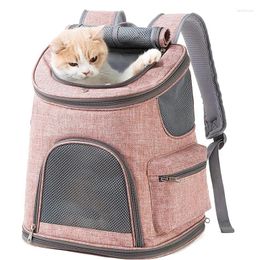 Cat Carriers Foldable Pet Carrier Backpack For Small Dogs And Cats Safety Lock Zipper Breathable Mesh Hikin