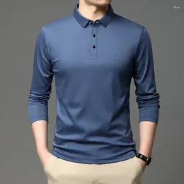 Men's Polos MLSHP Cotton Polo Shirts Spring Autumn Long Sleeve Solid Color Male High Quality Simple Slim Man Tees 3XL