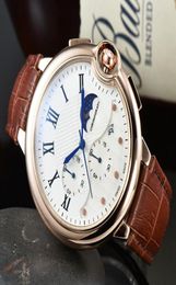 2021 New Five stitches luxury mens watches All dial work Quartz Watch high quality Top Brand moon Phase chronograph clock leather 5779631